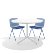 Poppin Key - Side Chair + Blue Seat Pad, Set of 2, Color Blue, Molded Seat, Powder-coated steel rod frame on glides | Corporate Use-5