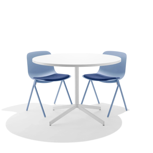 Poppin Key - Side Chair + Blue Seat Pad, Set of 2, Color Blue, Molded Seat, Powder-coated steel rod frame on glides | Corporate Use-5