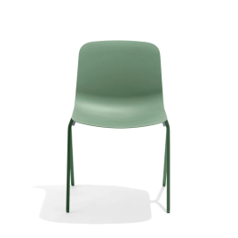 Poppin Key - Side Chair, Set of 2, Color Green, Molded Seat, Powder-coated steel rod frame on glides | Business Centers