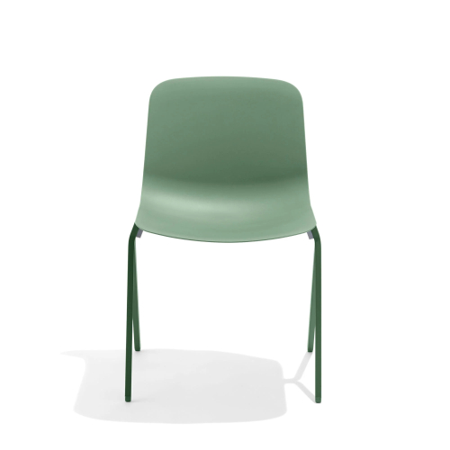 Poppin Key - Side Chair, Set of 2, Color Green, Molded Seat, Powder-coated steel rod frame on glides | Business Centers