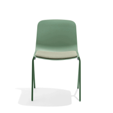 Poppin Key - Side Chair + Light Green Seat Pad, Set of 2, Color Green, Molded Seat, Powder-coated steel rod frame on glides | Office Spaces