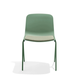Poppin Key - Side Chair + Light Green Seat Pad, Set of 2, Color Green, Molded Seat, Powder-coated steel rod frame on glides | Office Spaces