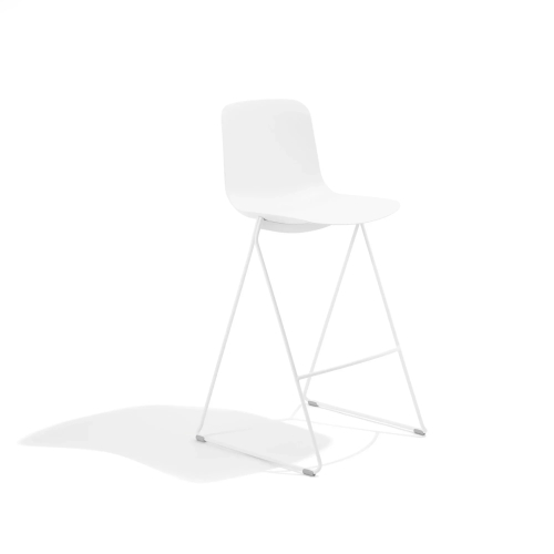 Poppin Key - Stool, Set of 2 Color White, Molded Seat, Powder-coated steel rod frame on glides | Business Spaces-1