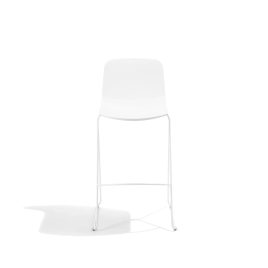 Poppin Key - Stool, Set of 2 Color White, Molded Seat, Powder-coated steel rod frame on glides | Business Spaces