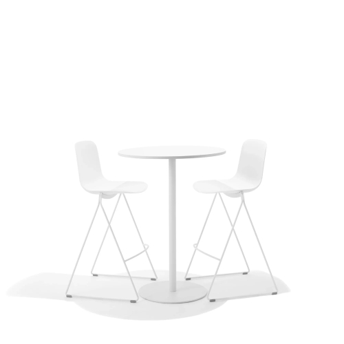 Poppin Key - Stool, Set of 2 Color White, Molded Seat, Powder-coated steel rod frame on glides | Business Spaces-4