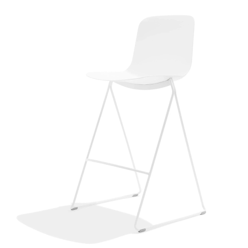 Poppin Key - Stool, Set of 2 Color White, Molded Seat, Powder-coated steel rod frame on glides | Business Spaces-5