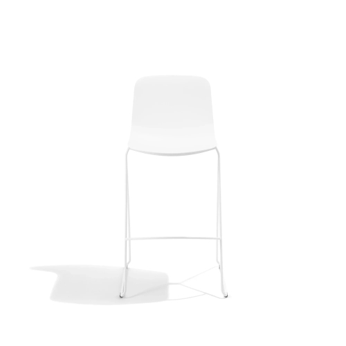 Poppin Key - Stool, Set of 2 Color White, Molded Seat, Powder-coated steel rod frame on glides | Business Spaces
