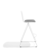 Poppin Key - Stool + Grey Upholstered Seat Pad, Set of 2, Color White, Powder-coated steel rod frame on glides | Home & Office-2