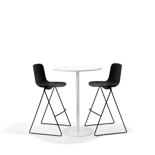 Poppin Key - Stool, Set of 2 Color Black, Molded Seat, Powder-coated steel rod frame on glides | Offices-4