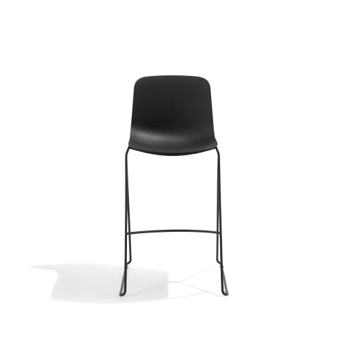 Poppin Key - Stool, Set of 2 Color Black, Molded Seat, Powder-coated steel rod frame on glides | Offices