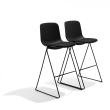 Poppin Key - Stool + Black Upholstered Seat Pad, Set of 2, Color Black, Powder-coated steel rod frame on glides | Waiting Areas-4