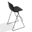 Poppin Key - Stool + Black Upholstered Seat Pad, Set of 2, Color Black, Powder-coated steel rod frame on glides | Waiting Areas-5