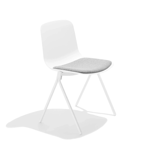 Poppin Key - Side Chair with Grey Seat Pad, Color White, Molded Seat, Powder-coated steel rod frame on glides | Executive Offices-1