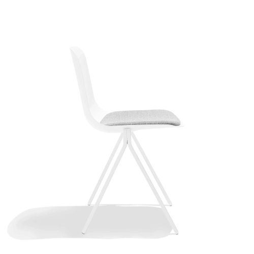Poppin Key - Side Chair with Grey Seat Pad, Color White, Molded Seat, Powder-coated steel rod frame on glides | Executive Offices-2