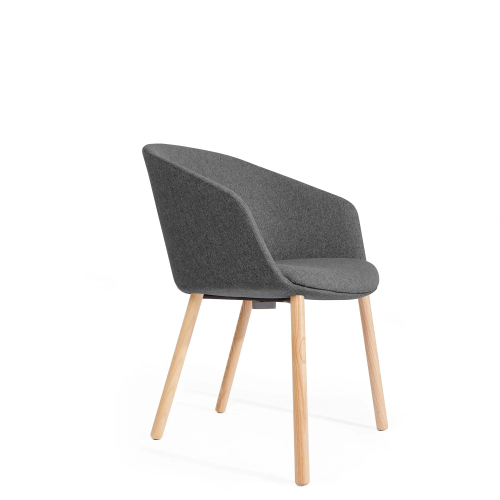Poppin Pitch - Side Chair, Color Grey, Upholstered Seat and Backrest, Solid Ash legs with natural finish | Offices & Boardrooms-1