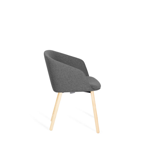 Poppin Pitch - Side Chair, Color Grey, Upholstered Seat and Backrest, Solid Ash legs with natural finish | Offices & Boardrooms-2