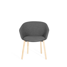 Poppin Pitch - Side Chair, Color Grey, Upholstered Seat and Backrest, Solid Ash legs with natural finish | Offices & Boardrooms