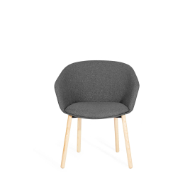 Poppin Pitch - Side Chair, Color Grey, Upholstered Seat and Backrest, Solid Ash legs with natural finish | Offices & Boardrooms