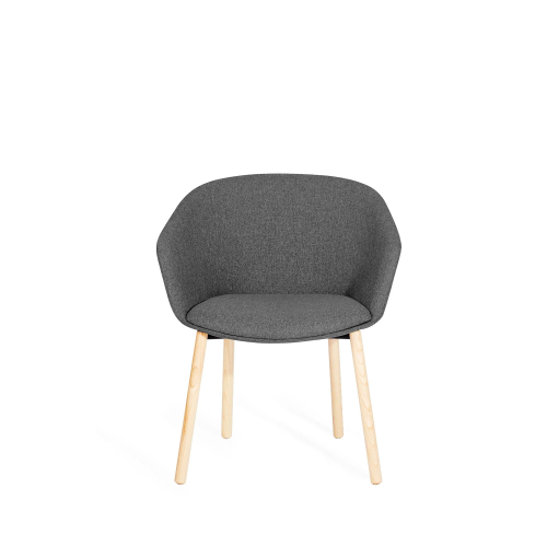 Poppin Pitch - Side Chair, Color Grey, Upholstered Seat and Backrest, Solid Ash legs with natural finish | Offices & Boardrooms