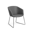 Poppin Pitch - Sled Chair, Color Dark Grey, Upholstered Seat and Backrest, Sled Base | Reception Spaces-1