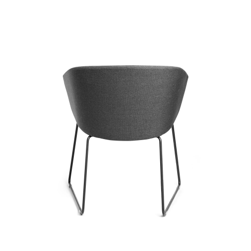 Poppin Pitch - Sled Chair, Color Dark Grey, Upholstered Seat and Backrest, Sled Base | Reception Spaces-3