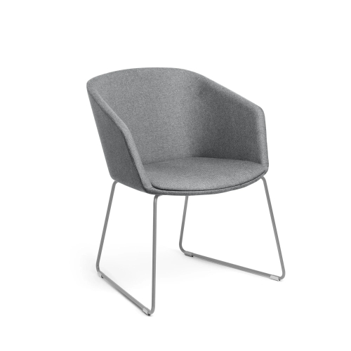 Poppin Pitch - Sled Chair, Color Grey, Upholstered Seat and Backrest, Sled Base | Lounges-1