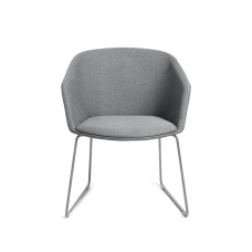 Poppin Pitch - Sled Chair, Color Grey, Upholstered Seat and Backrest, Sled Base | Lounges