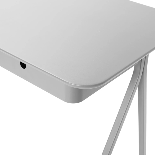 Poppin Key Desk, 48 inch, Color Light Gray, Powder-coated metal drawer, frame, and Legs | Home & Office Use-4