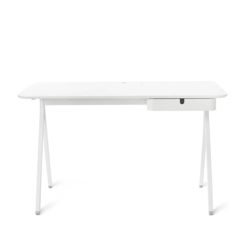 Poppin Key Desk, 48 inch, Color Light Gray, Powder-coated metal drawer, frame, and Legs | Home Office & Remote Work-1