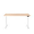 Poppin Series L 3S - Adjustable Height Desk, Color Natural Oak, White Frame and Legs | Office Environments-1