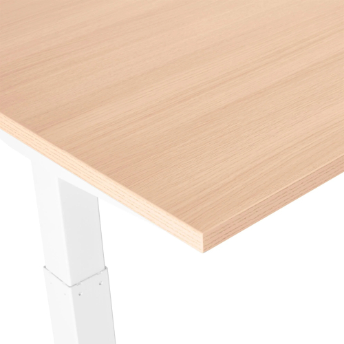 Poppin Series L 3S - Adjustable Height Desk, Color Natural Oak, White Frame and Legs | Office Environments-3