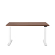 Poppin Series L 3S - Adjustable Height Desk, Color Walnut, White Frame and Legs | Ergonomic Offices-1