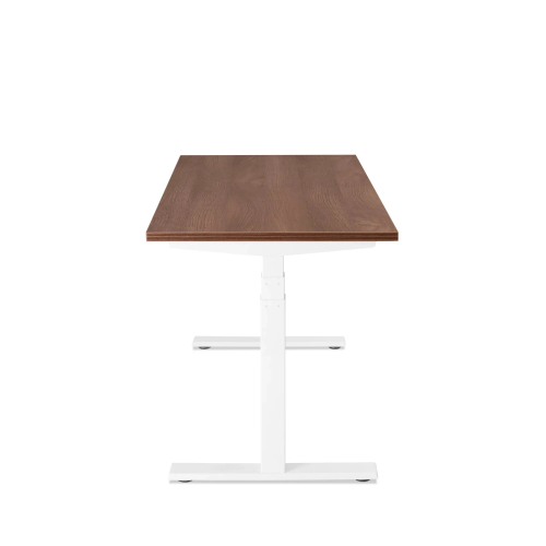 Poppin Series L 3S - Adjustable Height Desk, Color Walnut, White Frame and Legs | Ergonomic Offices-2