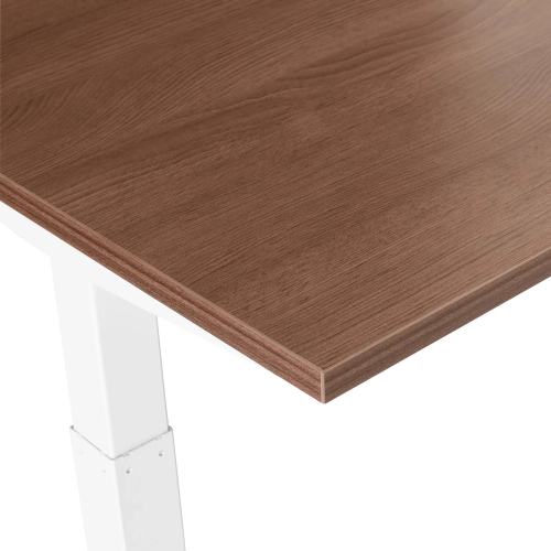 Poppin Series L 3S - Adjustable Height Desk, Color Walnut, White Frame and Legs | Ergonomic Offices-3