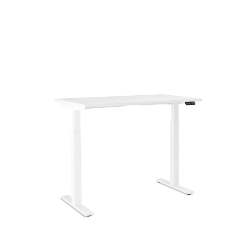 Poppin Series L 3S - Adjustable Height Desk, Color White, White Frameand Legs | Ergonomic Workspaces