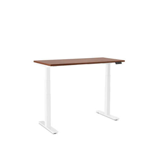 Poppin Series L 3S - Adjustable Height Desk, Color Walnut, White Frame and Legs | Office & Remote Work