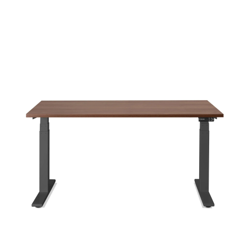 Poppin Series L 3S - Adjustable Height Desk, Color Walnut, Charcoal Frame and Legs | Smooth Height Control-1