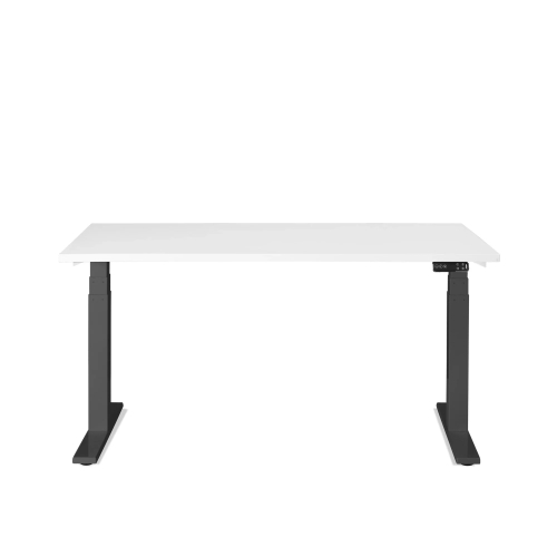 Poppin Series L 3S - Adjustable Height Desk, Color White, Charcoal Frame and Legs | Sit-Stand Workstation-1