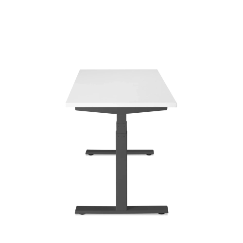 Poppin Series L 3S - Adjustable Height Desk, Color White, Charcoal Frame and Legs | Sit-Stand Workstation-2
