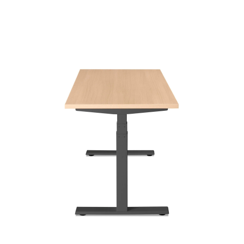 Poppin Series L 3S - Adjustable Height Desk, Color Natural Oak, Charcoal Frame and Legs | Corporate Use-2