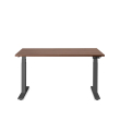 Poppin Series L 3S - Adjustable Height Desk, Color Walnut, Charcoal Frame and Legs | Workspaces-1