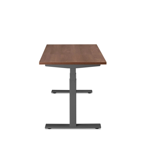 Poppin Series L 3S - Adjustable Height Desk, Color Walnut, Charcoal Frame and Legs | Workspaces-2