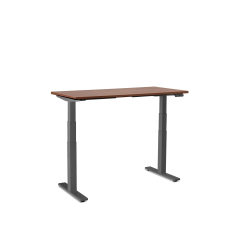 Poppin Series L 3S - Adjustable Height Desk, Color Walnut, Charcoal Frame and Legs | Workspaces