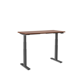 Poppin Series L 3S - Adjustable Height Desk, Color Walnut, Charcoal Frame and Legs | Workspaces
