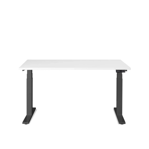 Poppin Series L 3S - Adjustable Height Desk, Color White, Charcoal Frame and Legs | Home Office Setup-1