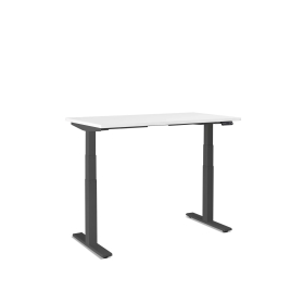 Poppin Series L 3S - Adjustable Height Desk, Color White, Charcoal Frame and Legs | Home Office Setup