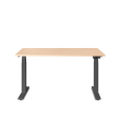 Poppin Series L 3S - Adjustable Height Desk, Color Natural Oak, Charcoal Frame and Legs | Offices-1