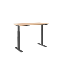 Poppin Series L 3S - Adjustable Height Desk, Color Natural Oak, Charcoal Frame and Legs | Offices