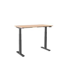 Poppin Series L 3S - Adjustable Height Desk, Color Natural Oak, Charcoal Frame and Legs | Offices