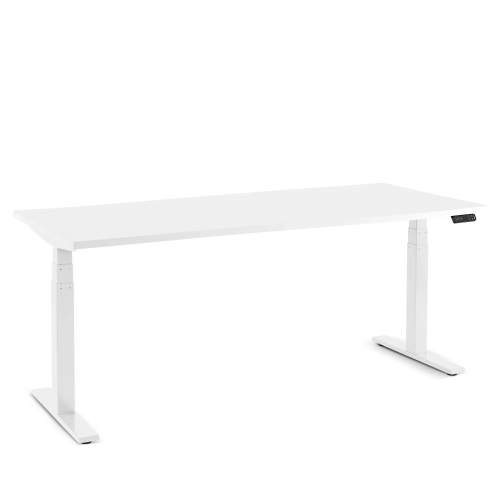 Poppin Series L 3S - Adjustable Height Desk, Color White, White Frame and Legs | Ergonomic Workspaces
